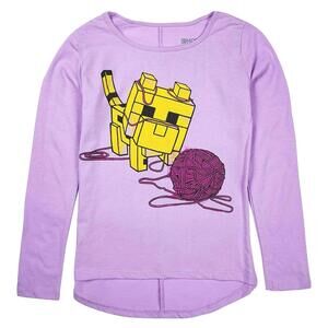 Minecraft Baby Ocelot & Yarn Ls Hilo Tee Girls Long Sleeve (7/8) Medium